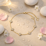 Evelina Crystal Clover Anklet