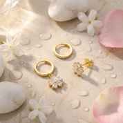 Malia Floral Crystal Earrings Set
