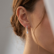 Silver Hoops with White Crystals
