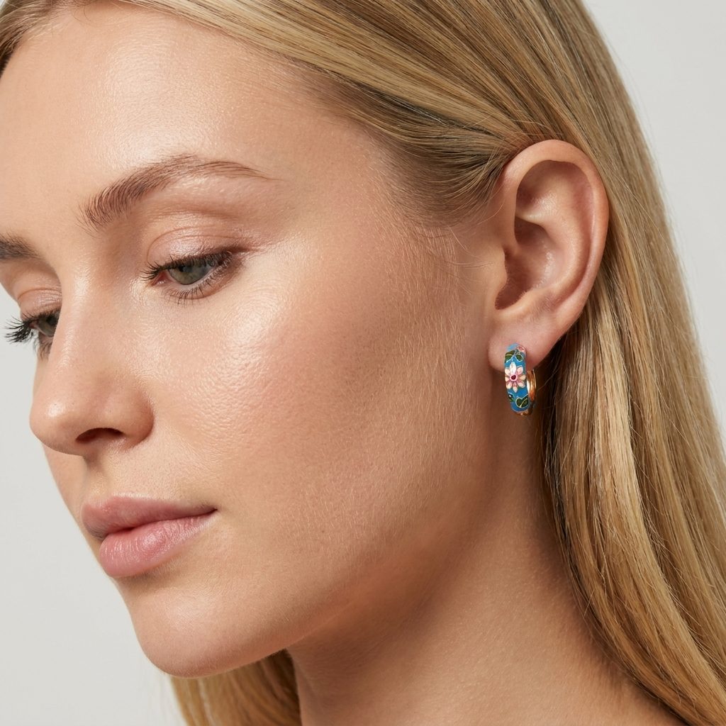 Floral Gold Statement Hoops