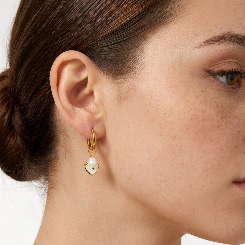 Mia Gold Pearl Hoops