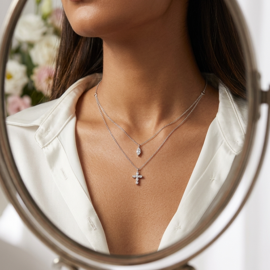 Grace Cross Necklace Silver