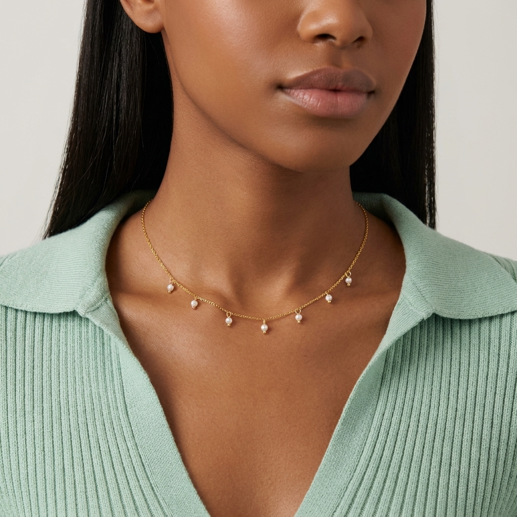 Lily Gold Pearl Necklace