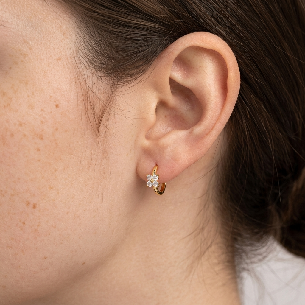 Daisy Sparkle Gold Hoops