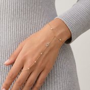 Laurel Crystal Leaf Hand Chain