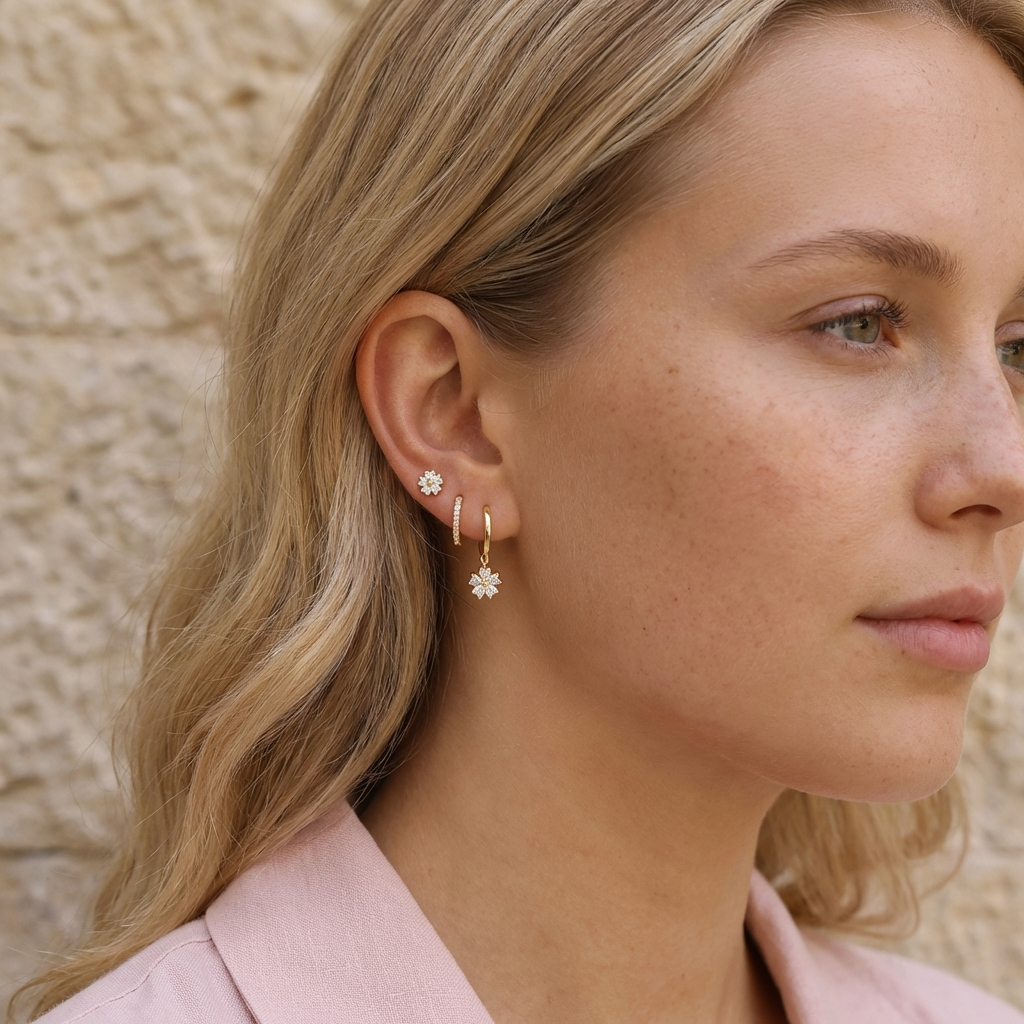 Malia Floral Crystal Earrings Set