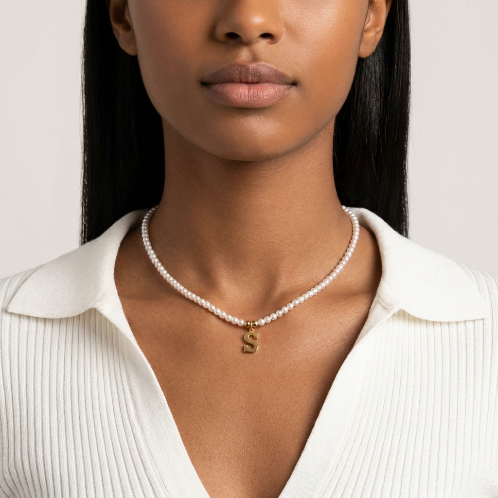 Nova Initial Pearl Necklace