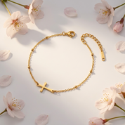 Celine Beaded Cross Anklet