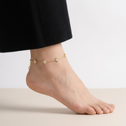 Evelina Crystal Clover Anklet