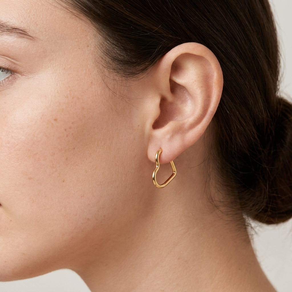 Gold Heart Shaped Hoops