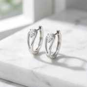 Aria Split Band Silver Hoops
