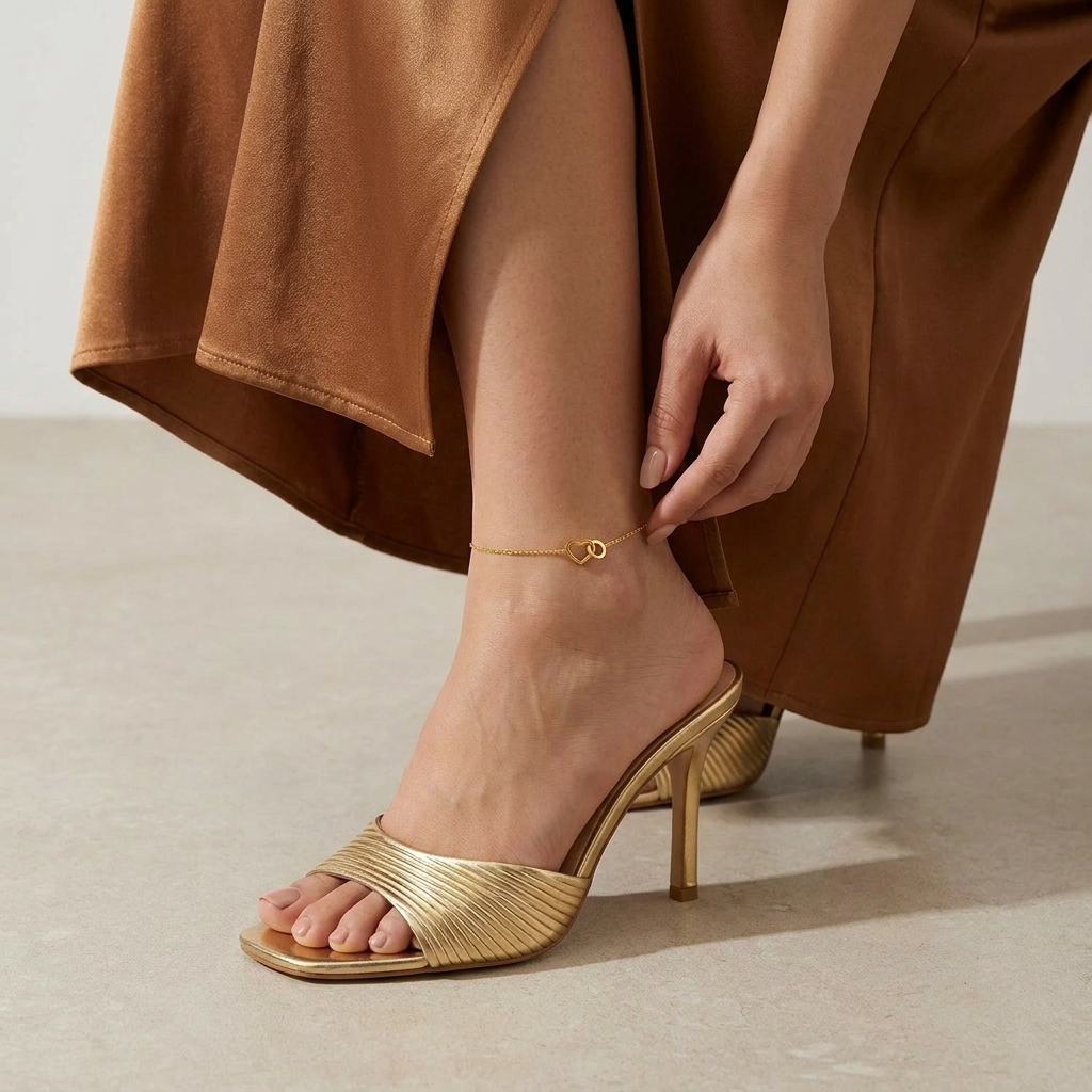 Nadine Linked Hearts Anklet