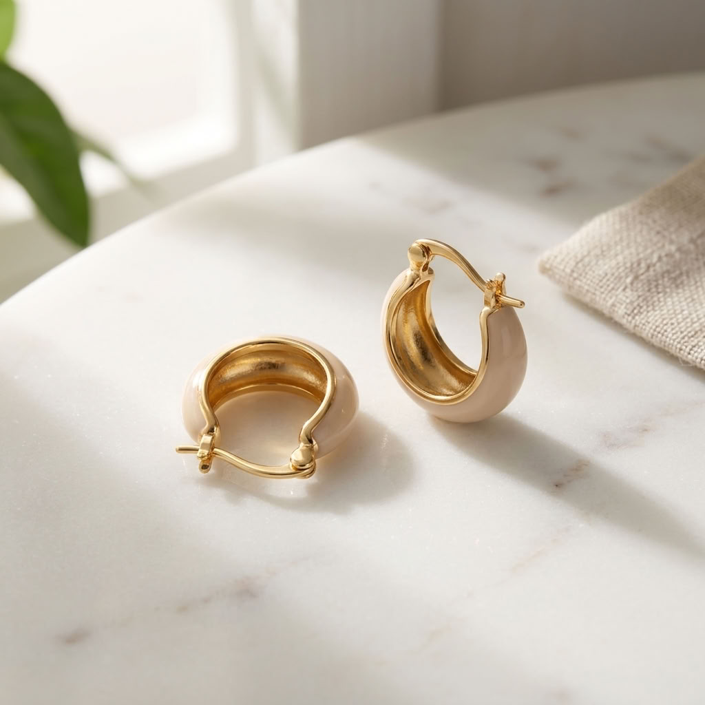 Sienna Cream Huggie Earrings