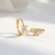 Daisy Sparkle Gold Hoops
