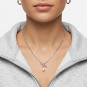 Paperclip & Pearl Drop Silver Necklace