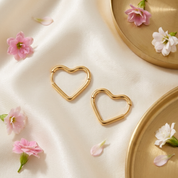 Gold Heart Shaped Hoops