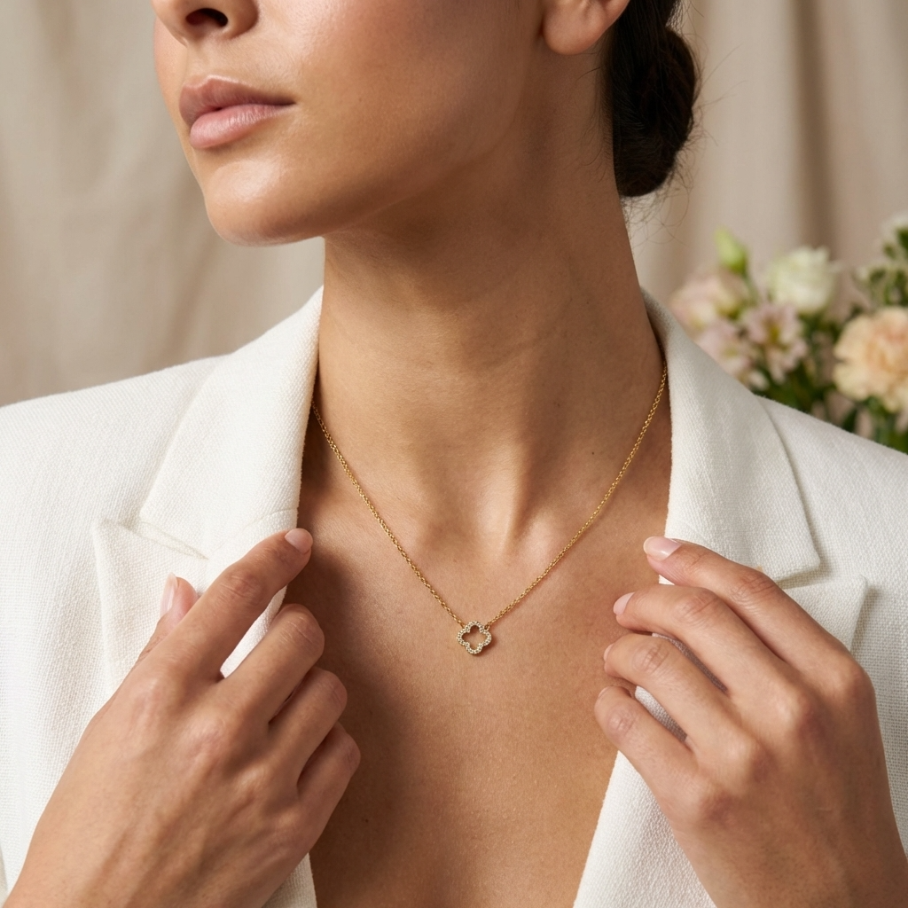 Celine Sparkle Clover Necklace