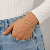 Cosima Sideways Cross Gold Bracelet