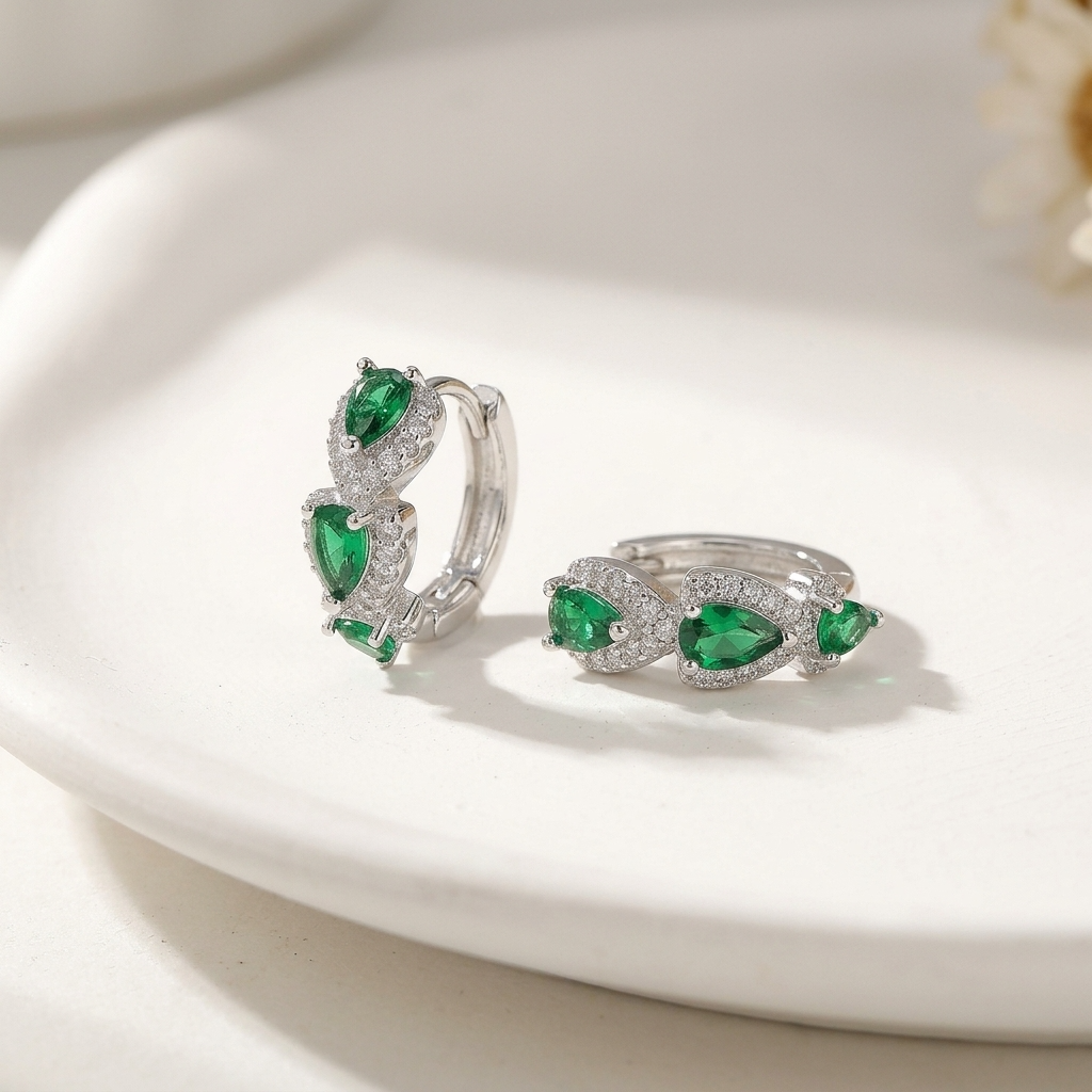 Juliette Emerald Hoops