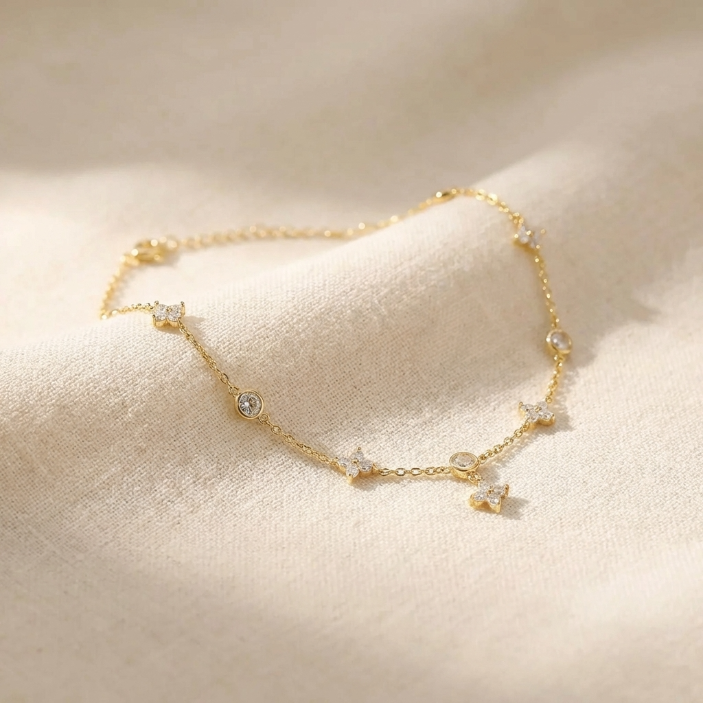 Ophelia Sparkling Clover Anklet