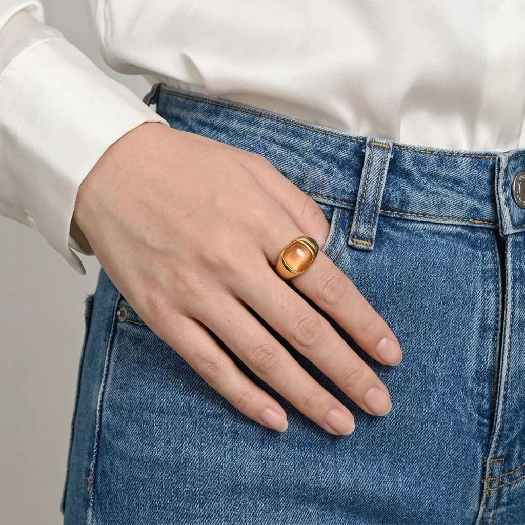 Odette Pink Cat's Eye Ring