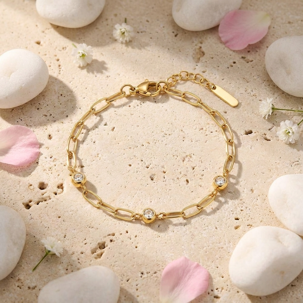 Gold Crystal Link Bracelet
