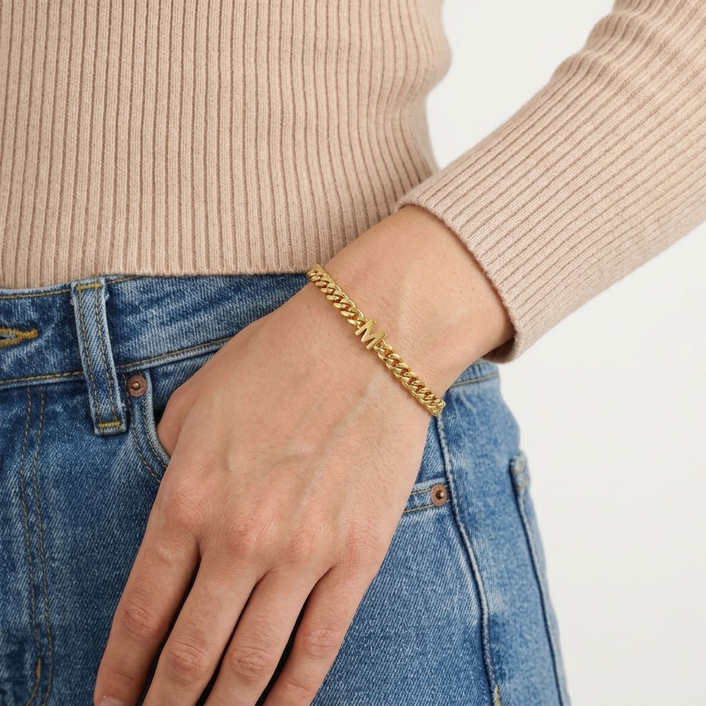 Aria Personalized Initial Gold Bracelet