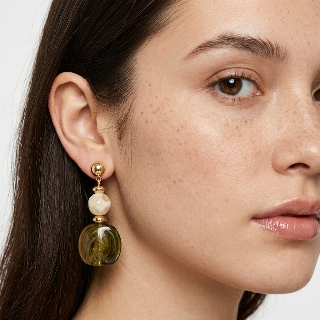 Ivy Green Marbled Drop Earrings