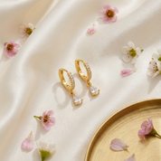 Ivory Sparkle Gold Hoops
