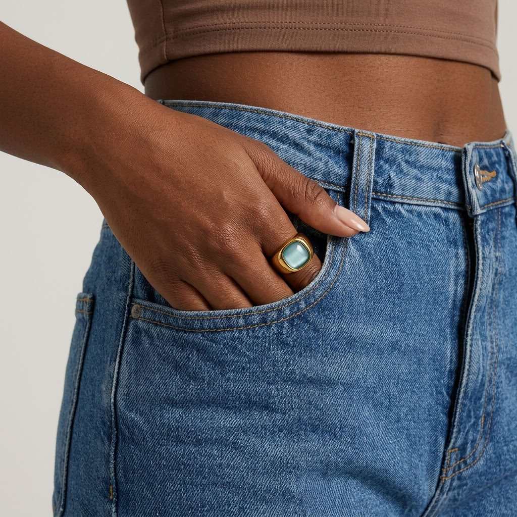 Odette Blue Cat's Eye Ring