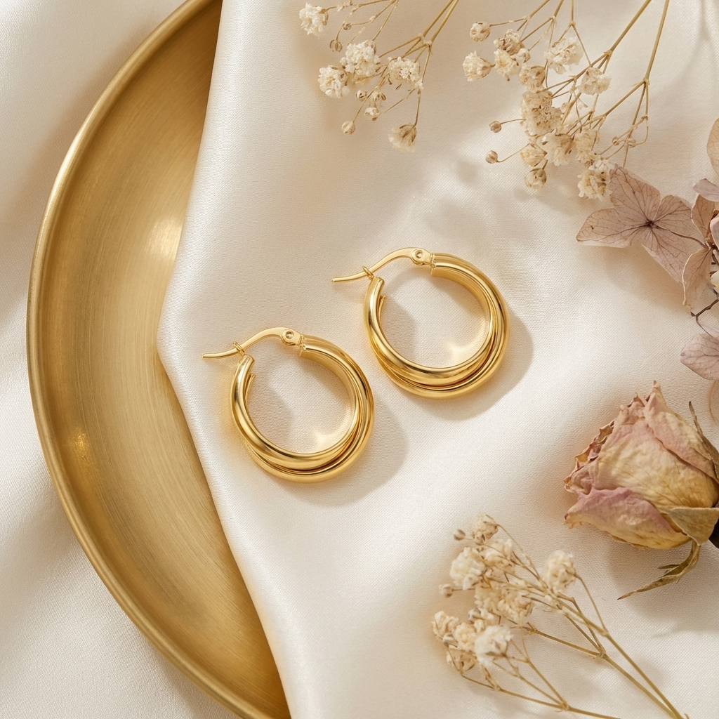 Talia Sleek Gold Hoops