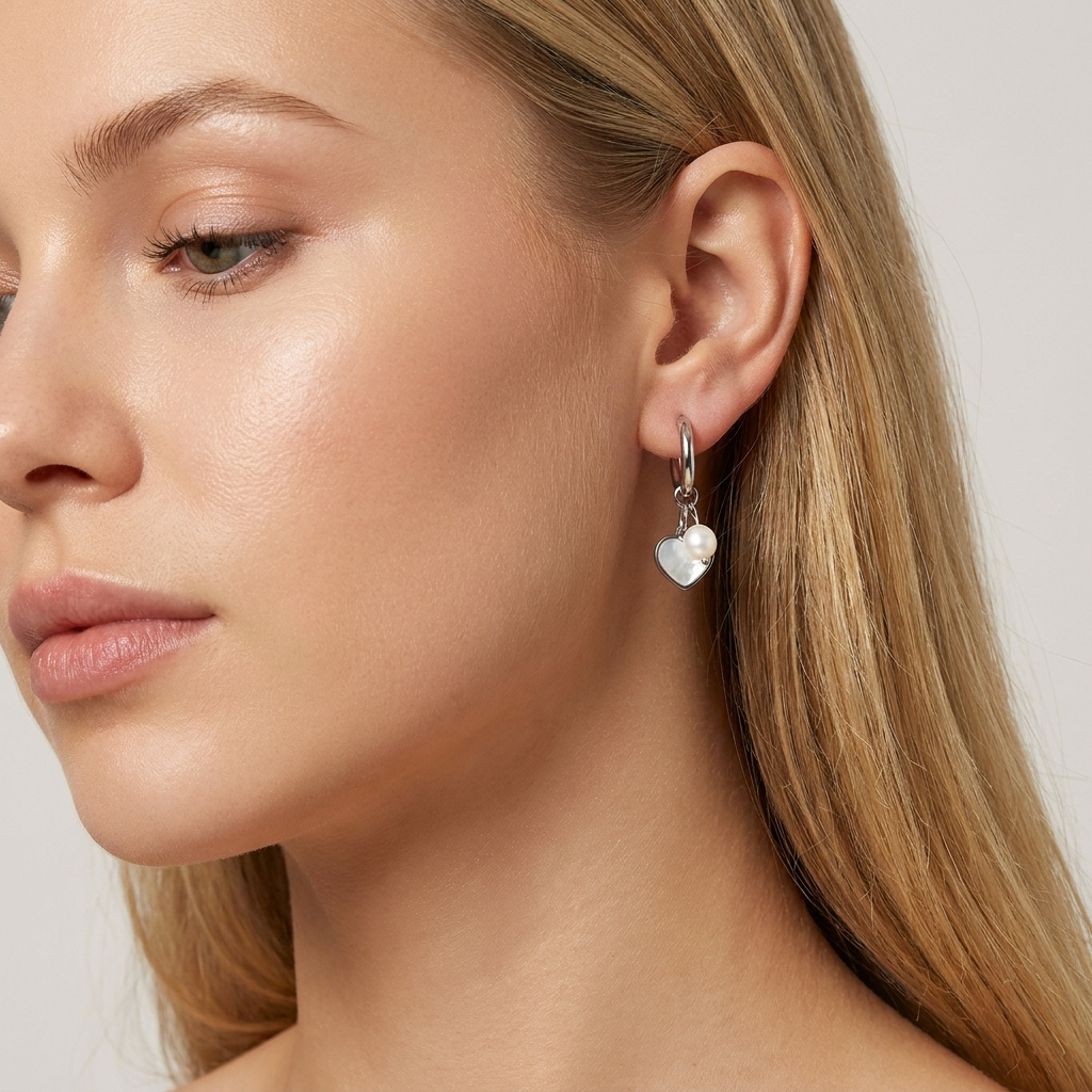 Mia Silver Pearl Hoops