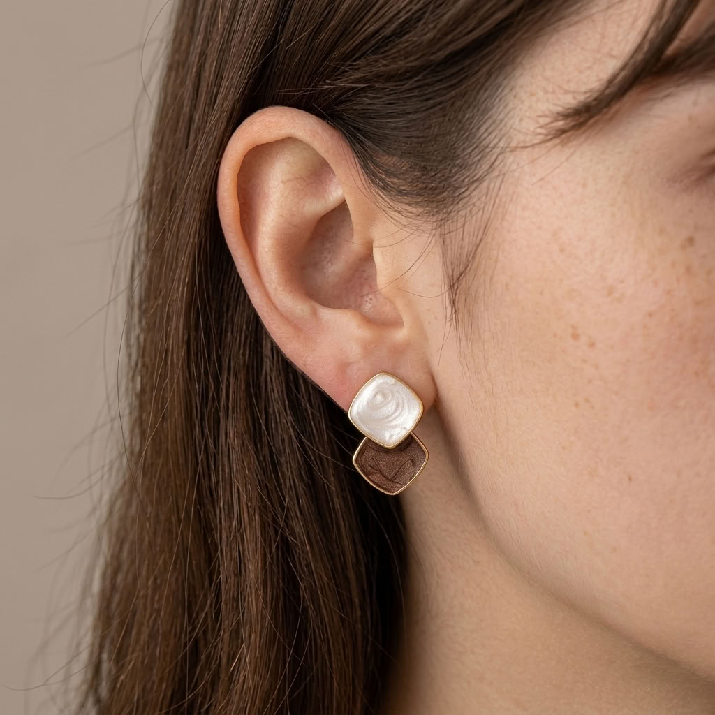Isla Two-Tone Marbled Earrings