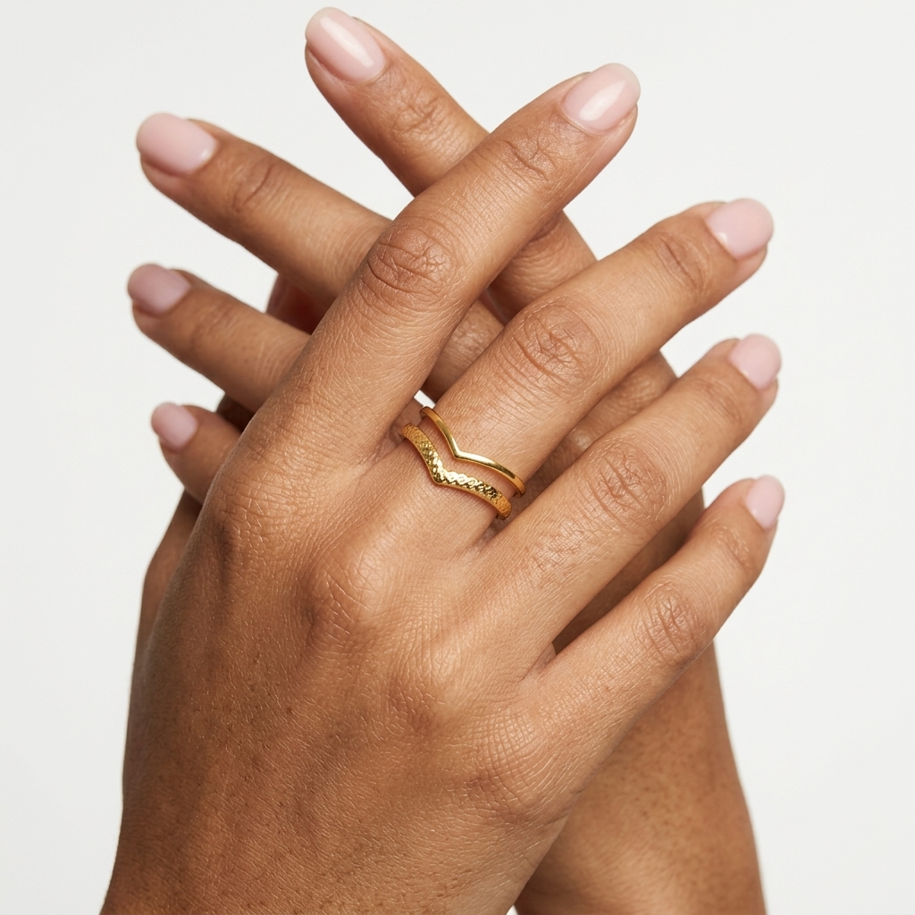 Double Chevron Gold Ring