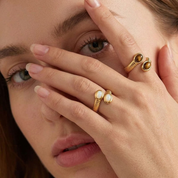 Ivy Ridged Cuff Ring Set