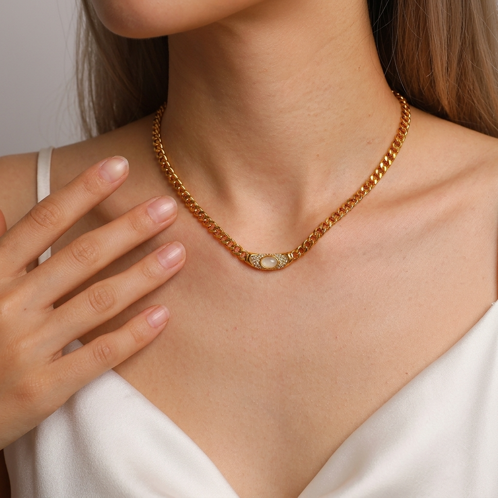 Vintage Crystal Cabochon Collar