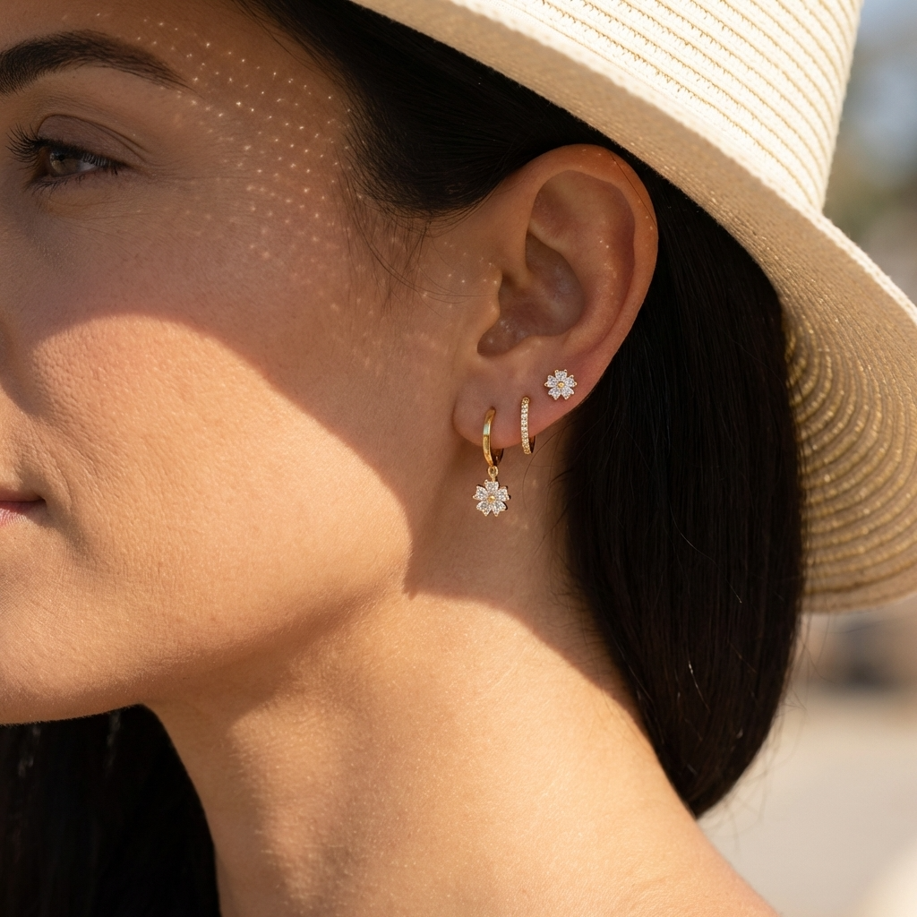 Malia Floral Crystal Earrings Set