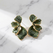 Iris Marbled Green Statement Earrings