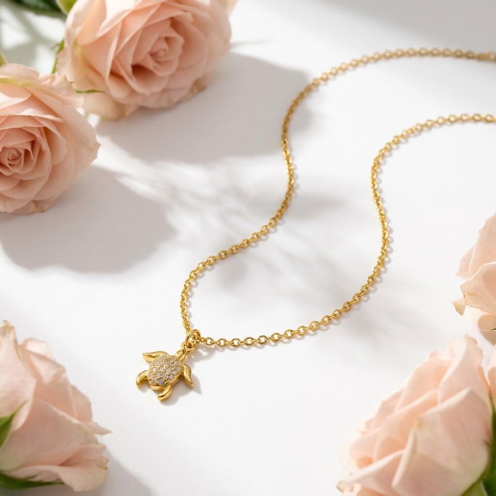 Crystal Honu Gold Necklace
