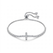 Cosima Sideways Cross Silver Bracelet
