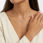 Nova Starburst Lariat Silver Necklace