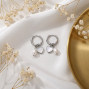 Mia Silver Pearl Hoops