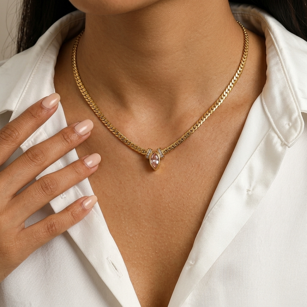 Vintage Blush Herringbone Chain