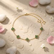 Evelina Crystal Clover Anklet