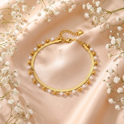 Isla Herringbone Pearl Anklet