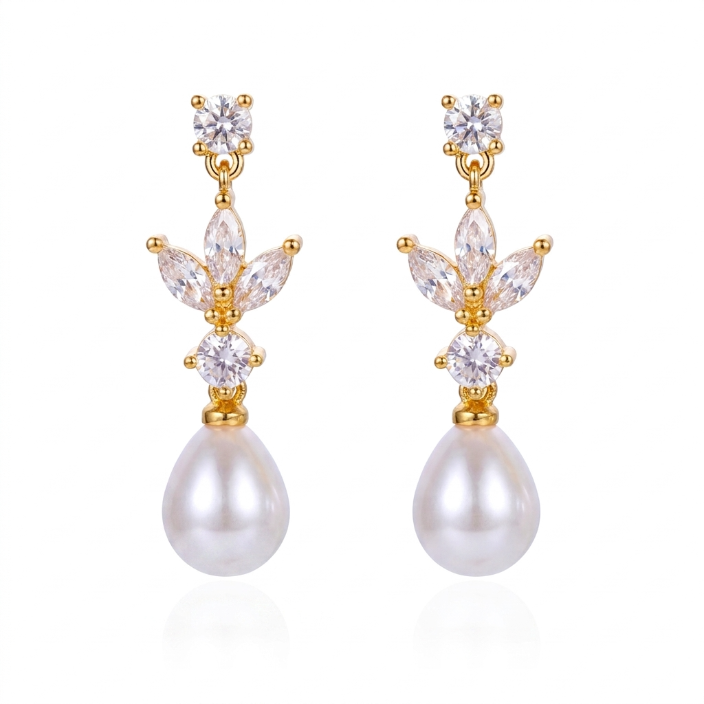 Diana Pearl Drop Gold Earrings