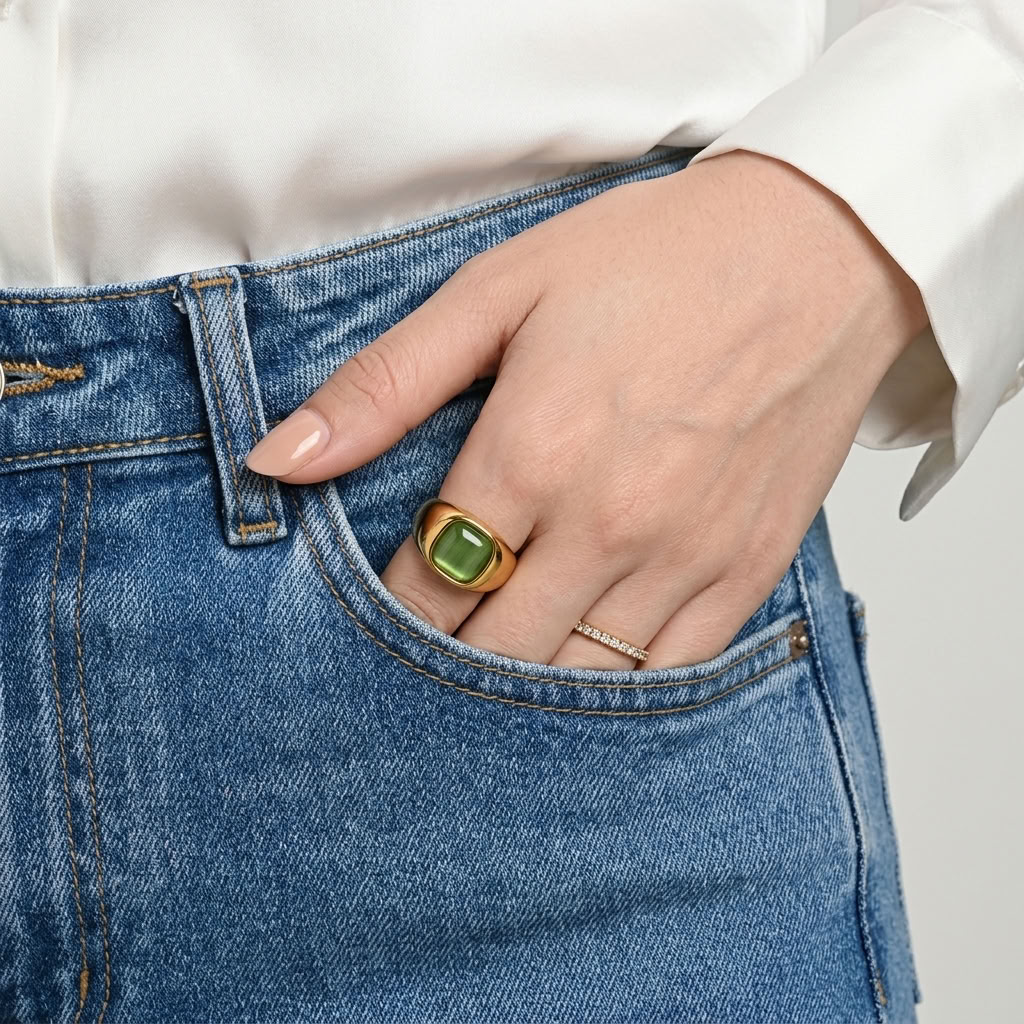 Odette Green Cat's Eye Ring