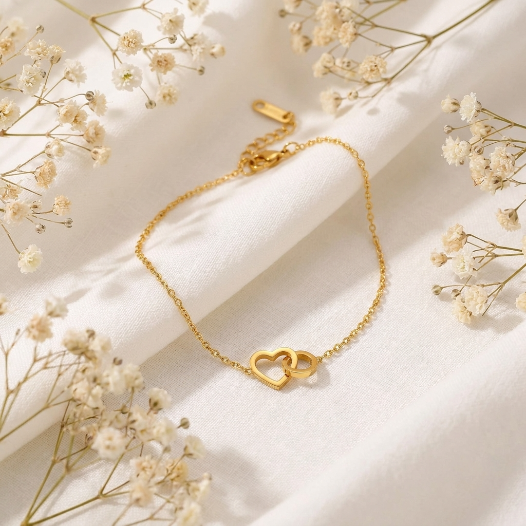 Nadine Linked Hearts Anklet