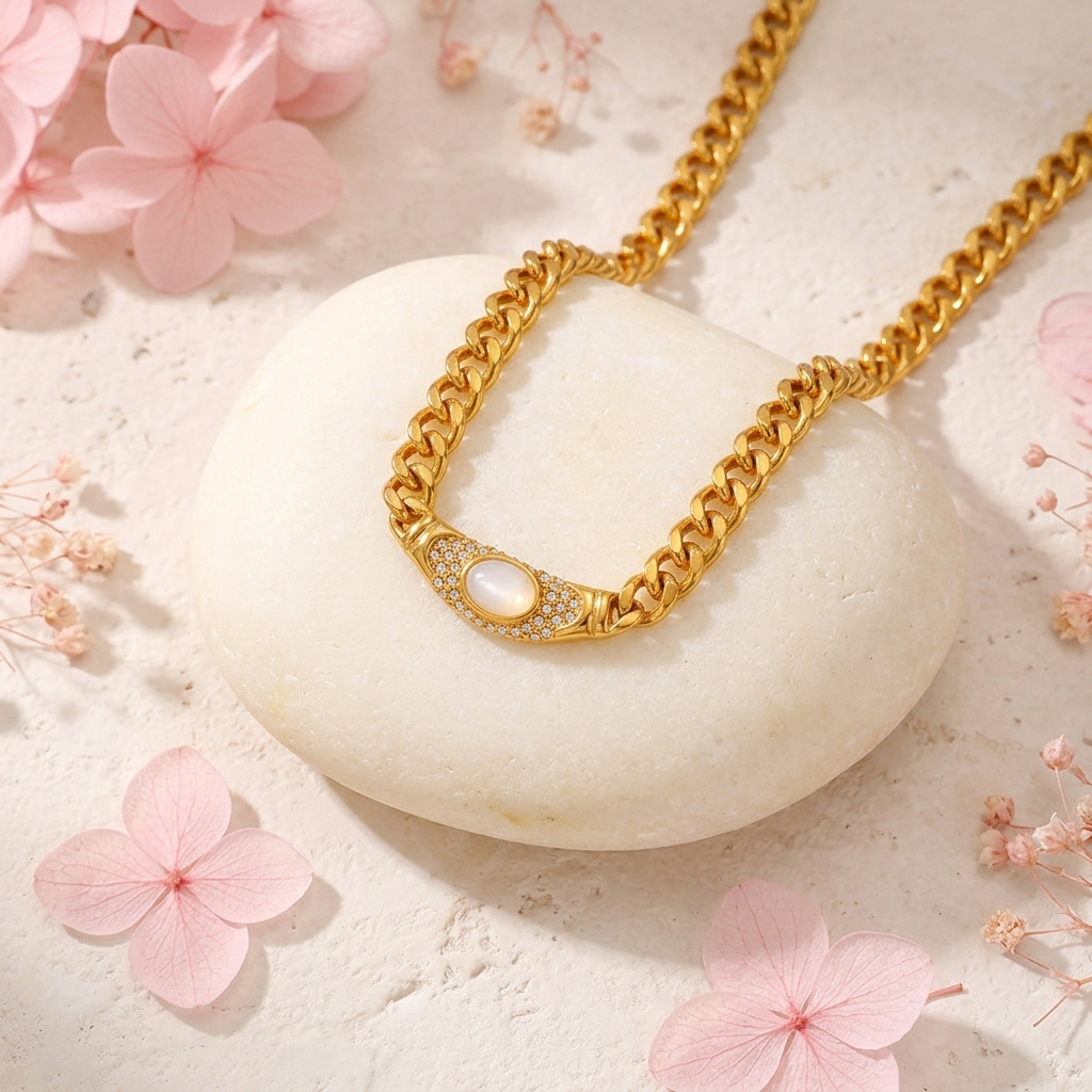 Vintage Crystal Cabochon Collar