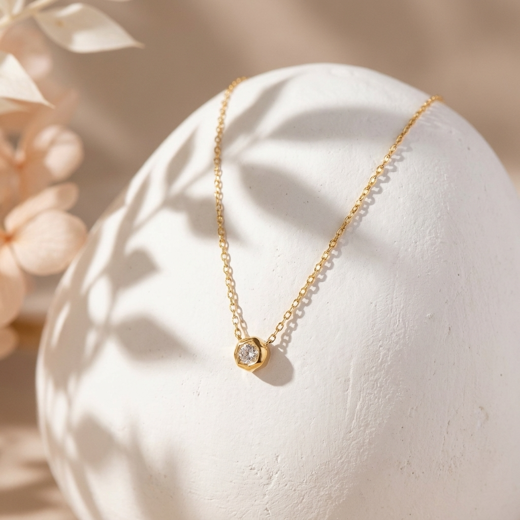 Gia Gold Crystal Charm Necklace